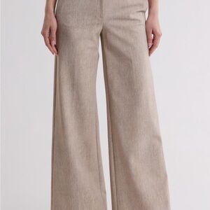 Theory Tan High-Waisted Wide-Leg Trousers